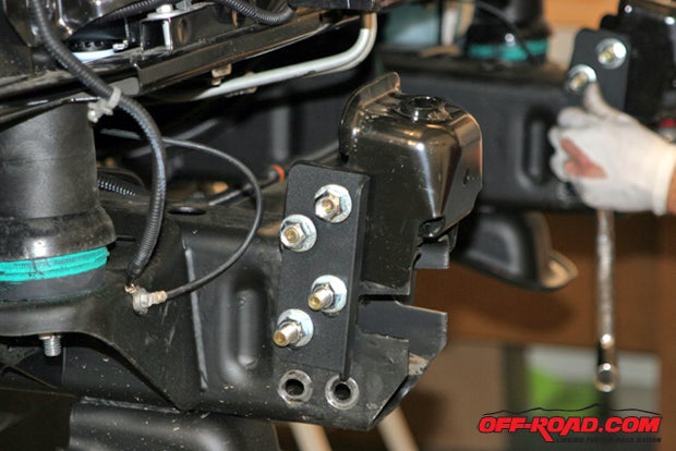Up front, these brackets raise the bumper mounting points to properly position the front bumper to the body.