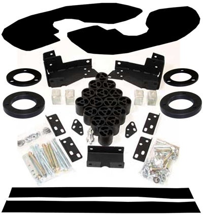 The Premium Lift System from Performance Accessories comes with nylon-reinforced body blocks, bumper brackets, hardware and Gap Guards. Everything you need to install this system yourself in 6-8 hours.