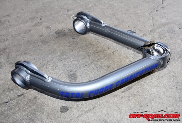 Total Chaos Upper Control Arms would help to accommodate our 2.5 Fox Coilovers up front and also provide up an additional 2 inches of wheel travel.