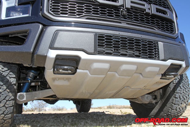 Should you take an obstacle wrong, Ford does fit a skid plate up front to help protect the front end. 